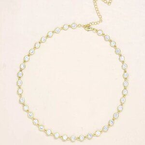 Ettika Bezel Choker Necklace, 18K Gold Plated, Cubic Zirconia, New with Tag